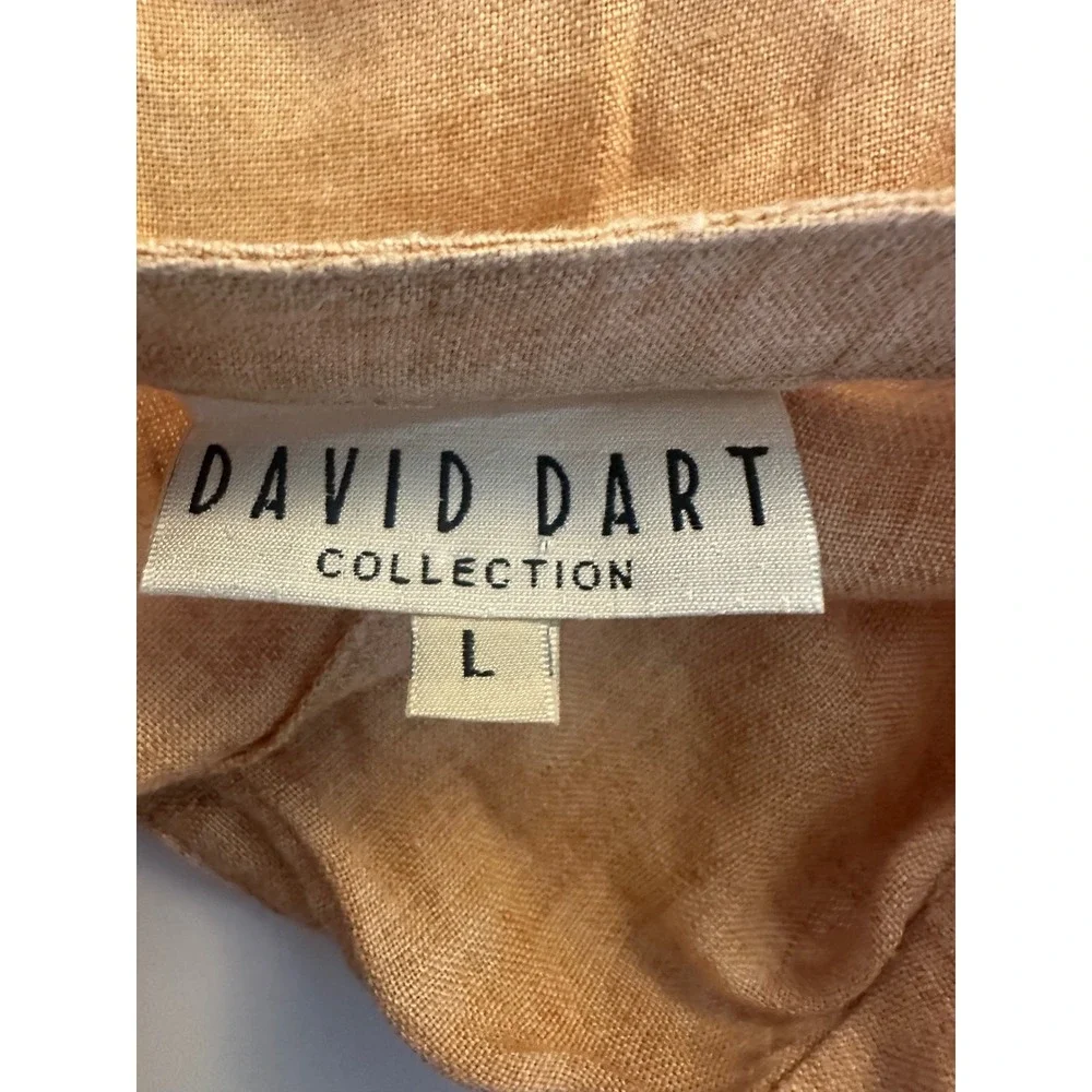 David Dart Women's Orange Linen Blend Henley Top and Midi Skirt Set Size Large